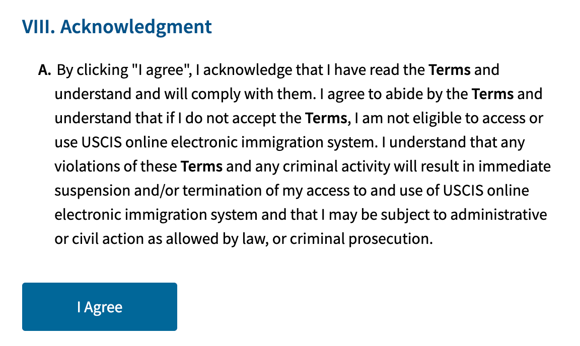 این توافق‌نامه شرایط استفاده USCIS است.