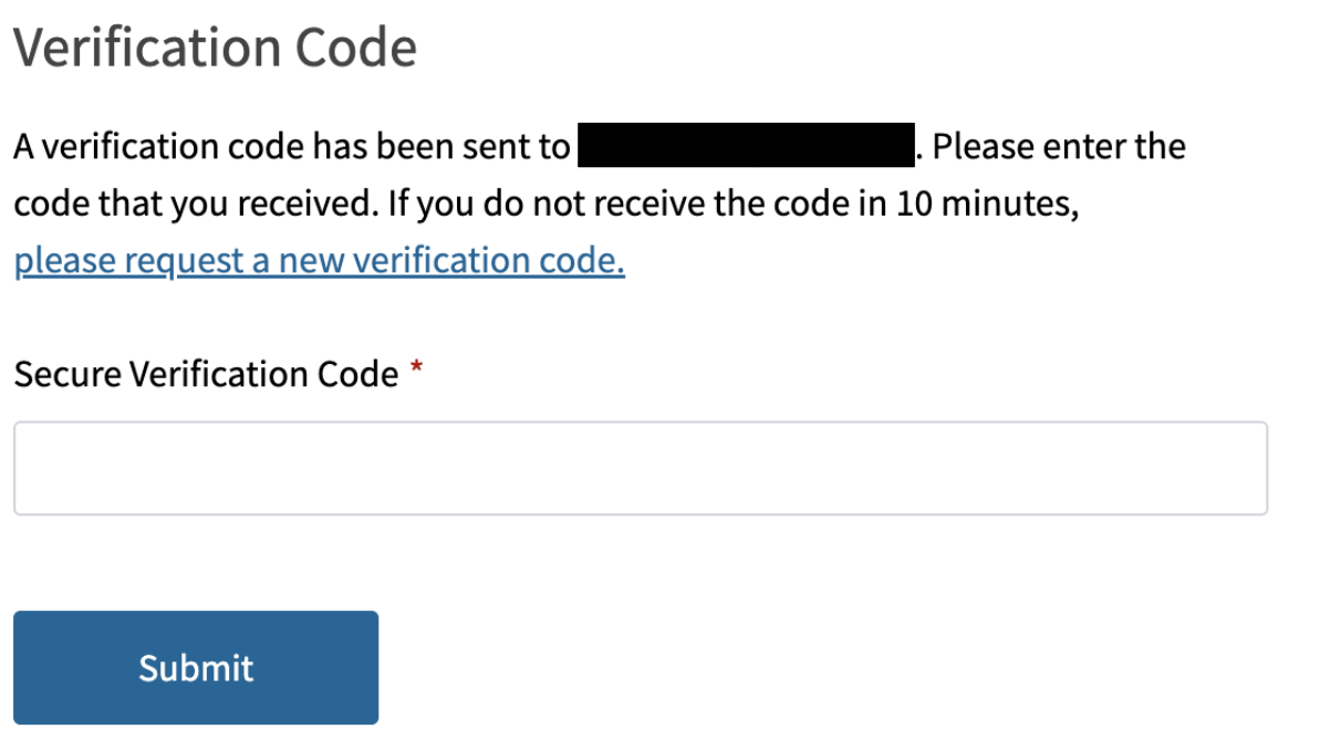 Esta es la página del código de verificación.